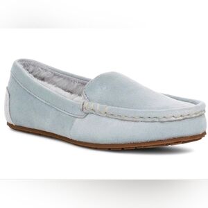 Koolaburra By UGG Riley Shimmer Faux-Fur Lined Moccasin Light Blue Girls Size 1